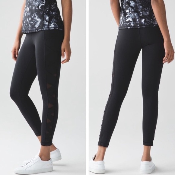 Lululemon Rise and Flow Mesh Criss Cross Leggings *Full-On Luxtreme* In Black 4 - Picture 2 of 9